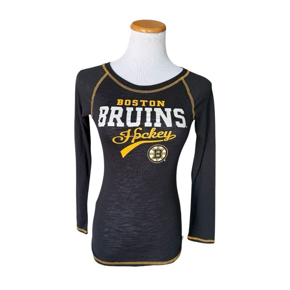 NWT Youth Girls NHL Boston Bruins Hockey Long Sleeve Shirt Top - Sz 10/12